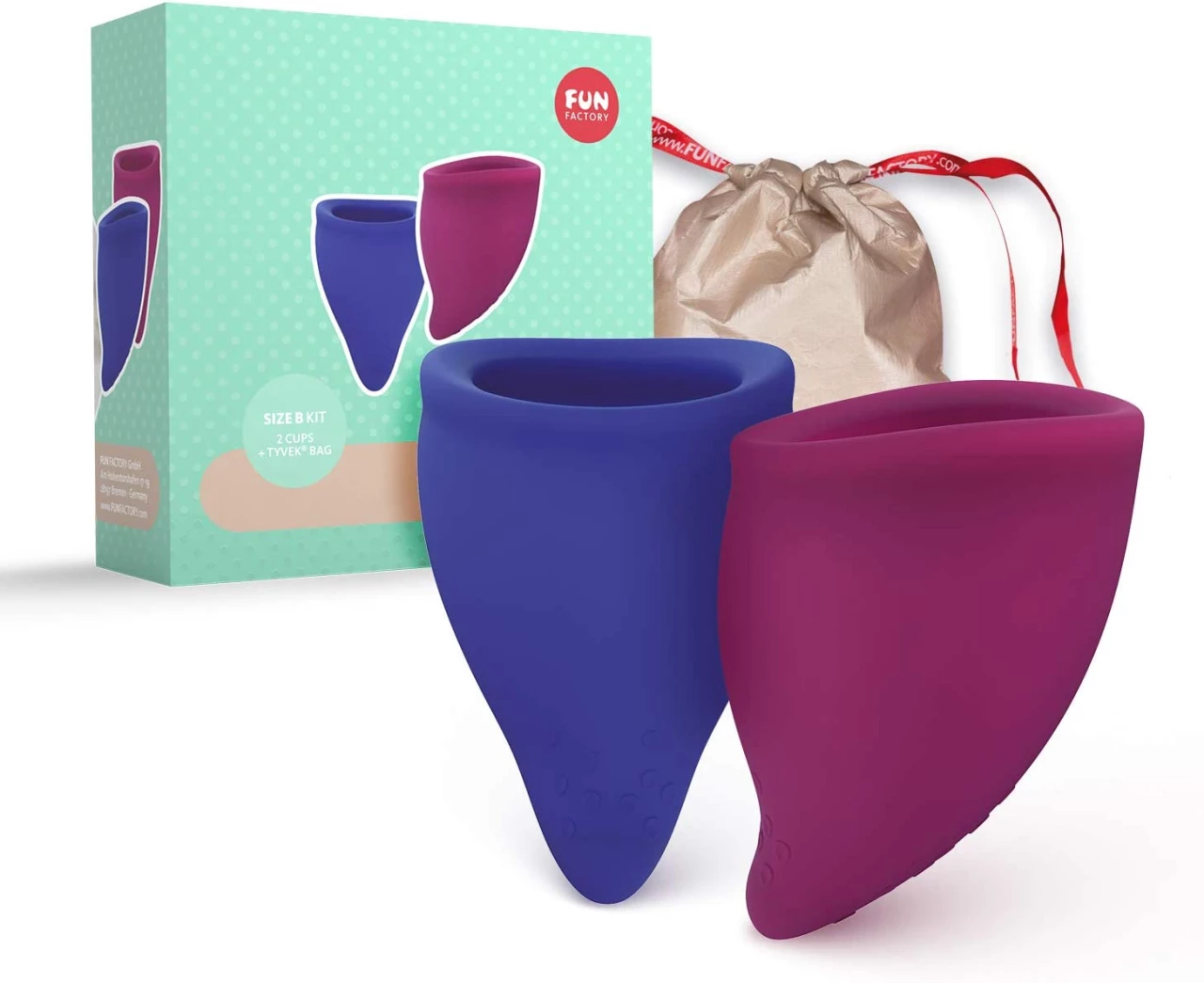 Fun Factory FUN CUP - Copa menstrual talla B silicona medica (incluye 2 copas, neceser e instrucciones) Made in Germany