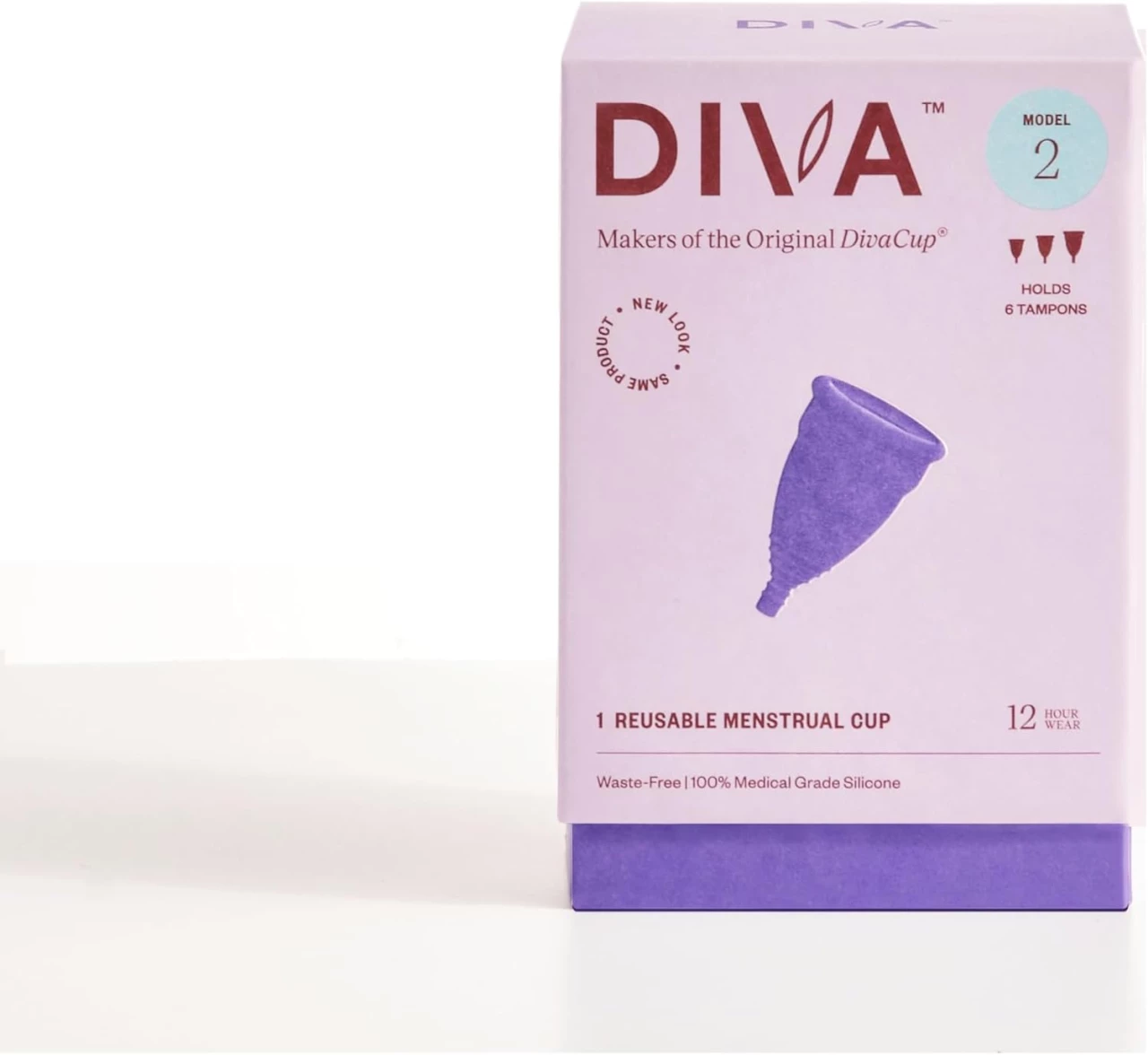 DivaCup Copas Menstruales Modelo 2. 100% Silicona de Grado Médico, Libre de BPA. Alternativa Segura y Sin Fugas a Las Compresas y Tampones