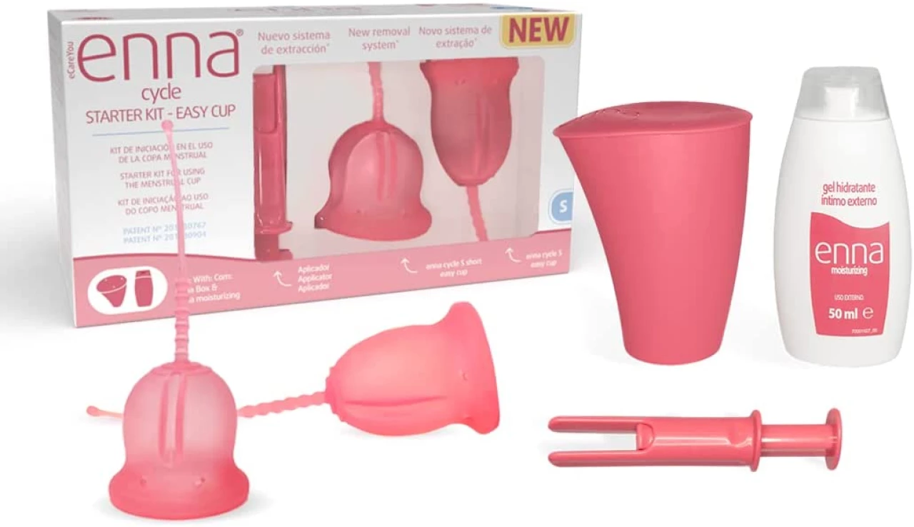 Enna cycle Starter Kit EASY 2 copas menstruales + Aplicador + Caja esterilizadora y transportadora + enna moisturizing