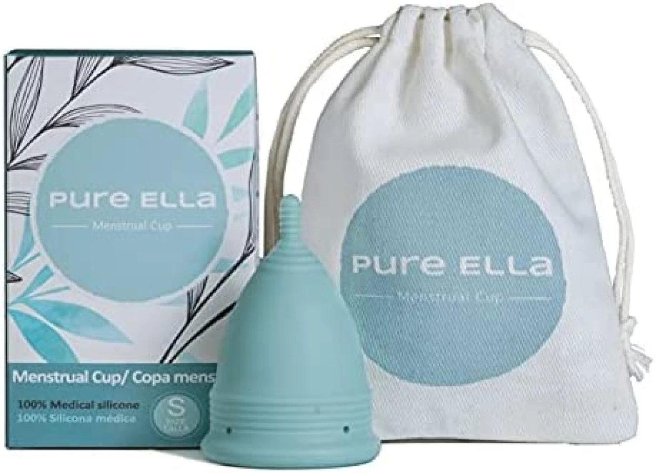 Pure Ella Copa Menstrual - Copa de periodo de silicona suave y reutilizable - 12h de protección - Fabricada con silicona médica y sin BPA - Higiene íntima sostenible e hipoalérgica - Tallas XS, S, L